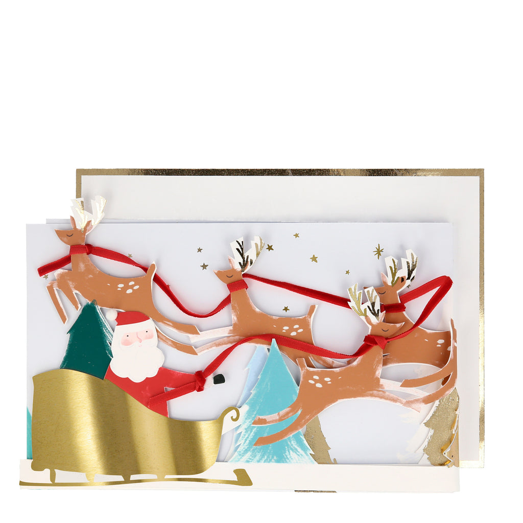 Santa's Sleigh 3D Scene Card