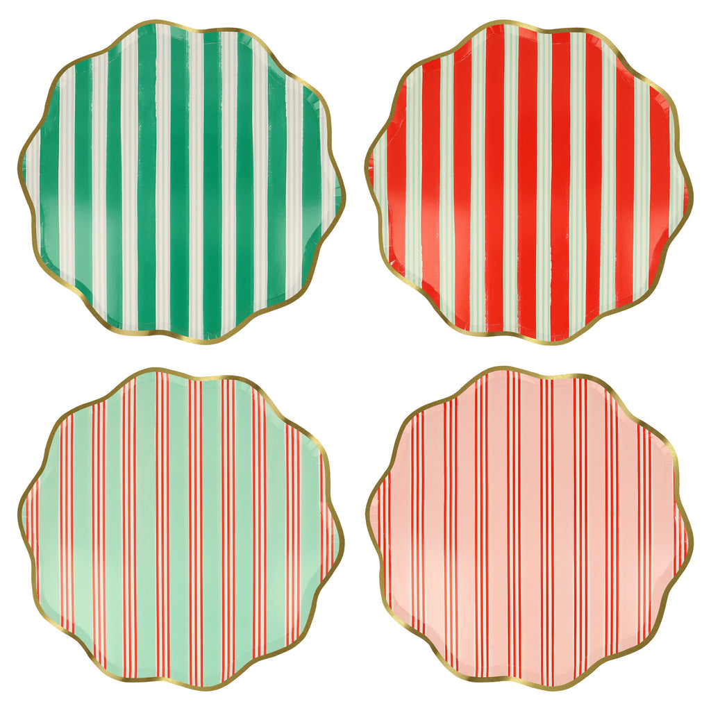 Festive Striped Dinner Plates